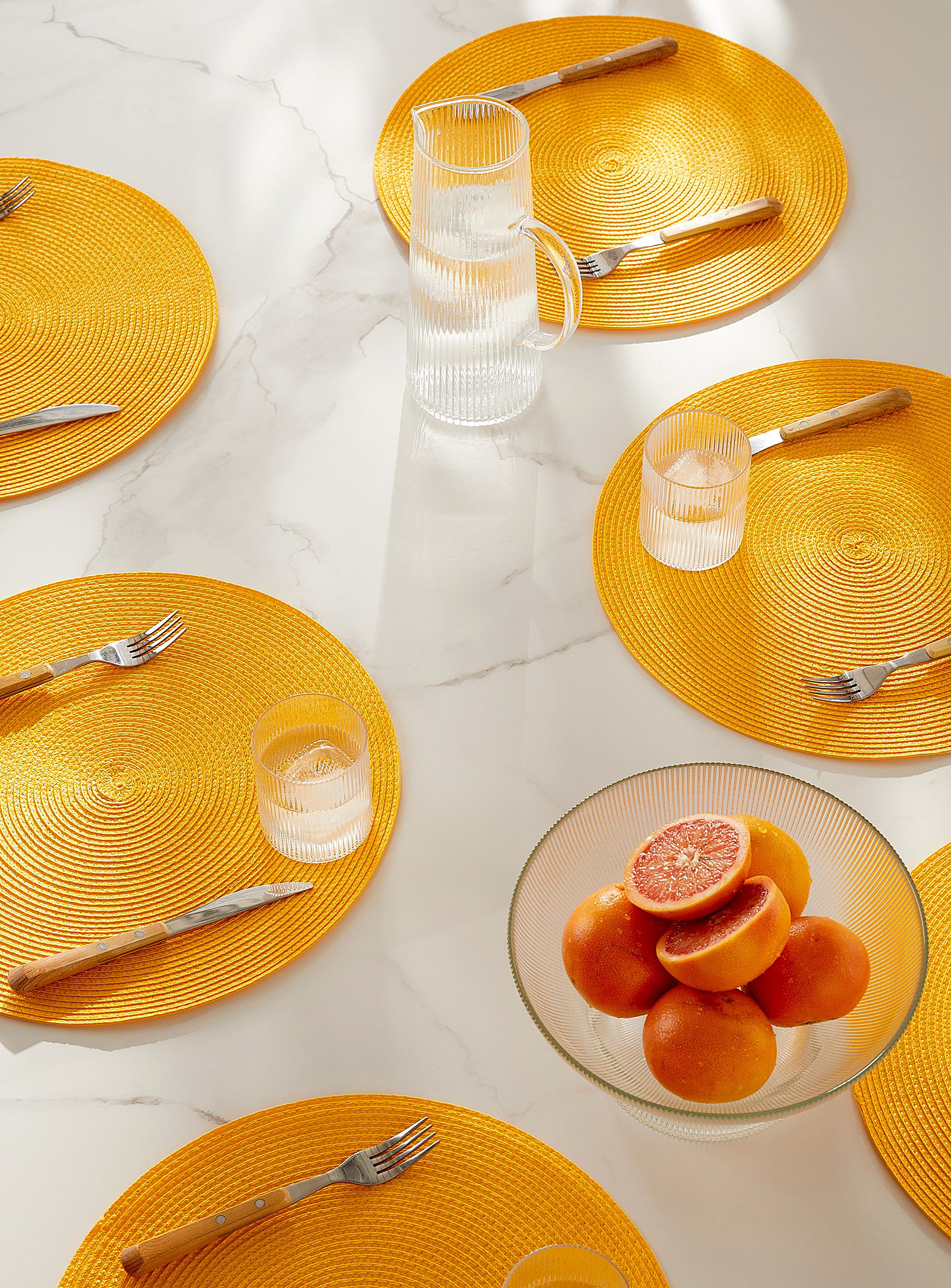 Simons Maison Vibrant Colour Braided Placemats Set Of 6 In Orange