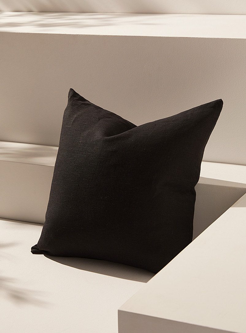 Margaret Muir Black Solid pure linen cushion 50 x 50 cm