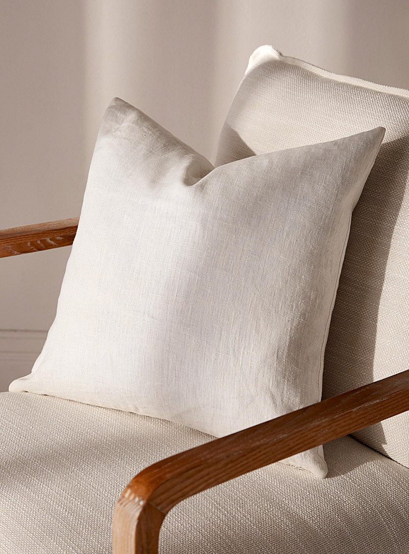 Simons Maison Ivory White Solid pure linen cushion 50 x 50 cm