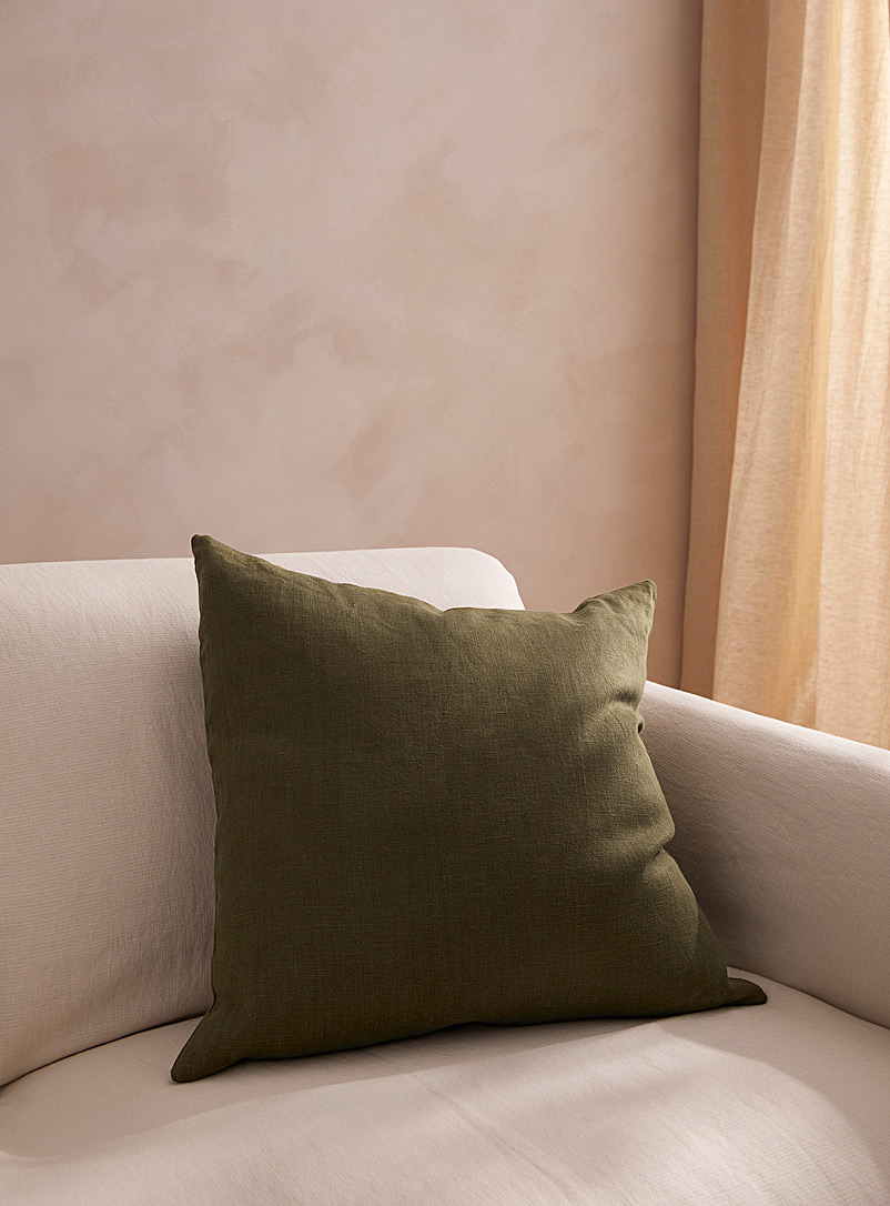 Simons Maison Green Solid pure linen cushion 50 x 50 cm