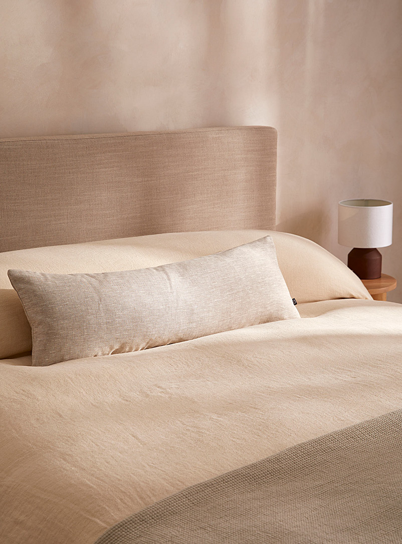 Simons Maison Ecru/Linen Long solid pure linen cushion 30 x 90 cm