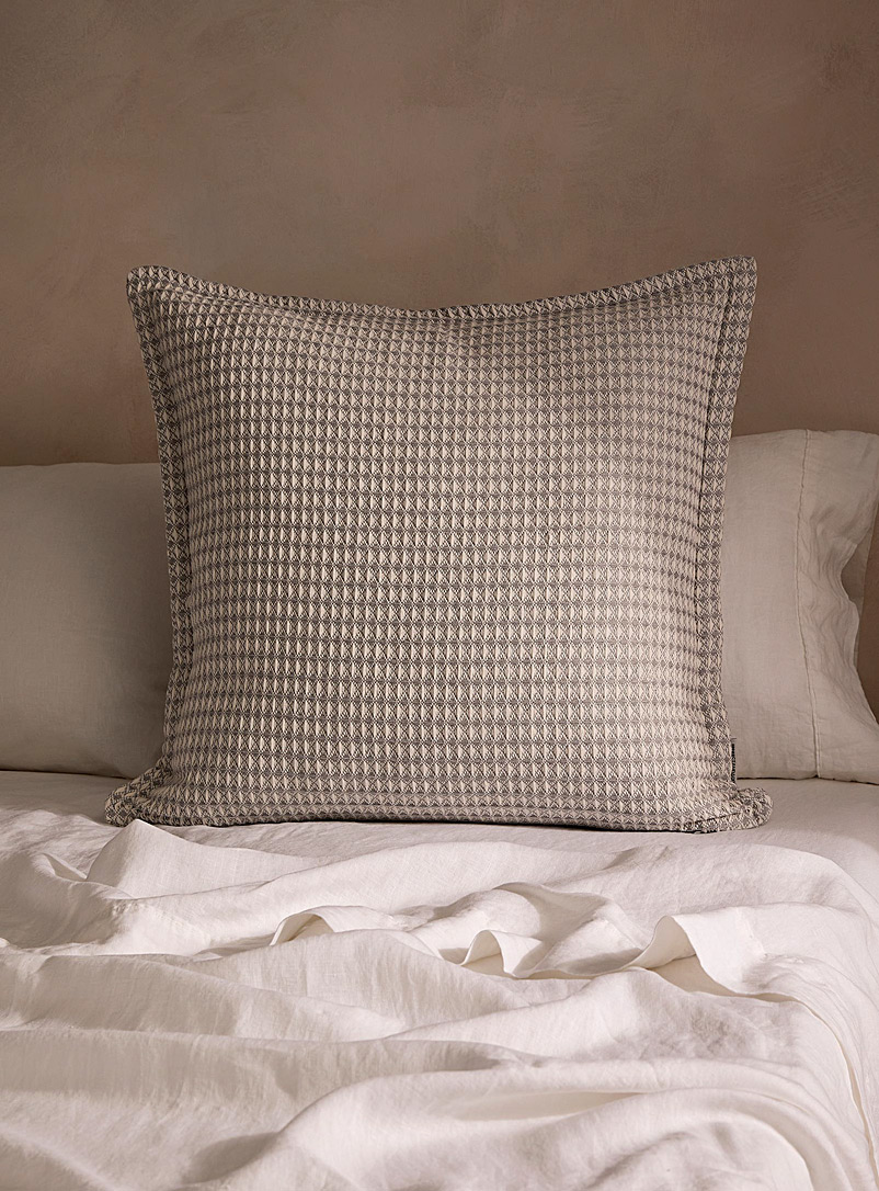 Simons Maison Light Grey Two-tone waffled Euro cushion 66 x 66 cm