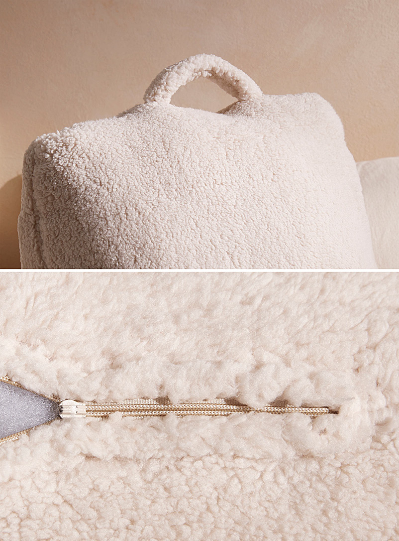 Simons Maison Ivory/Cream Beige High-pile fleece reading cushion 45 x 75 cm
