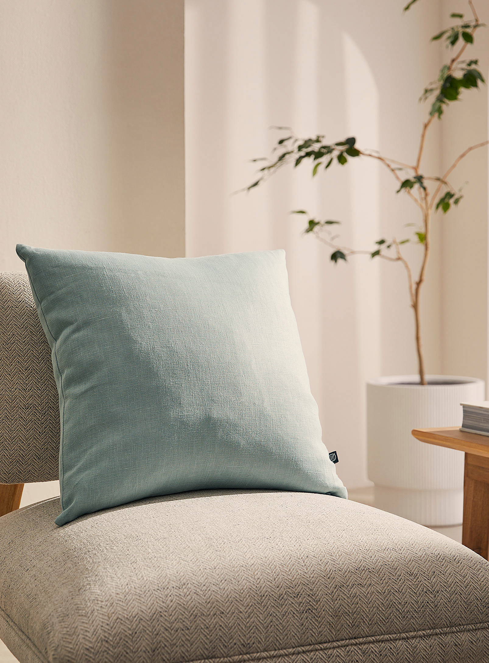 Simons Maison Solid Pure Linen Cushion 50 X 50 Cm In Teal