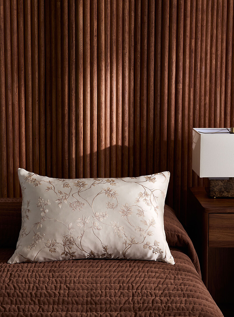 Embroidered Blossoms Satin Removable Cover Cushion 40 X 60 Cm