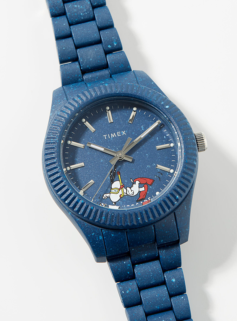 Timex: La montre plastique recyclé Waterbury Peanuts Bleu pour femme