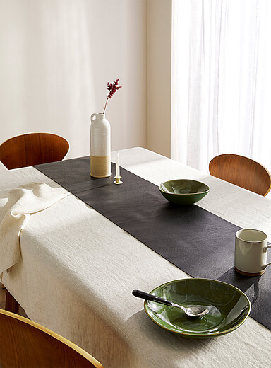 Simons Maison Black Faux-leather table runner 35 x 230 cm