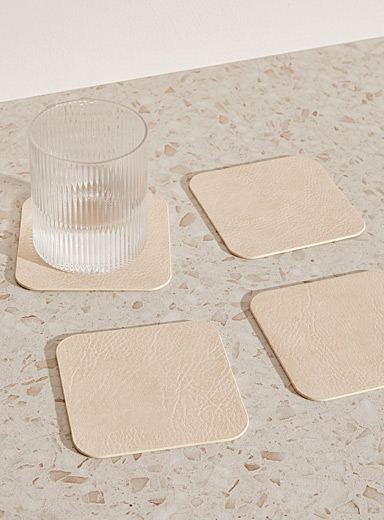 Les sous-verres effet cuir carr&eacute;s Ensemble de 4