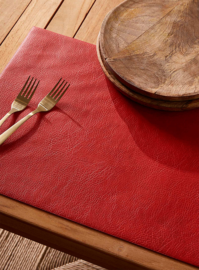 Simons Maison Red Red faux-leather placemat