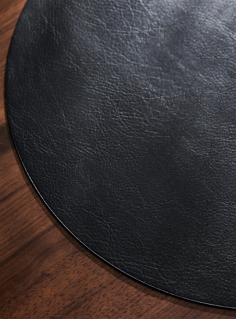 Simons Maison Taupe Round faux-leather placemat