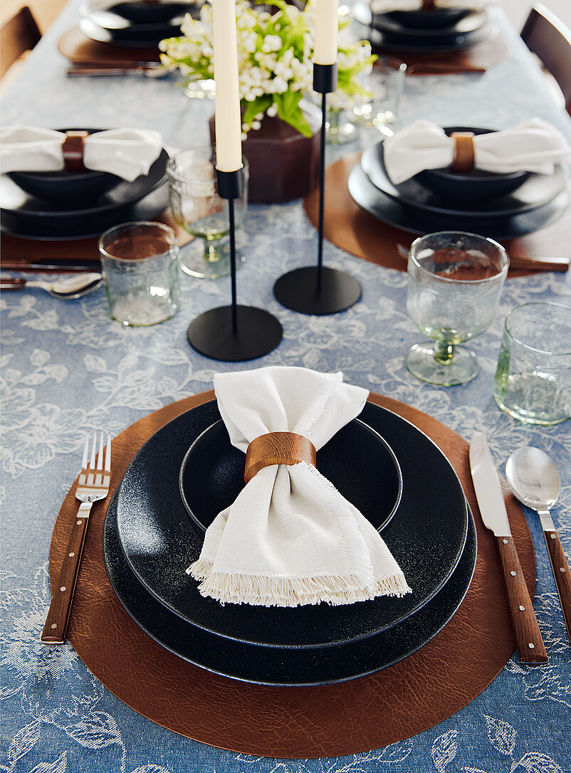 Simons Maison Taupe Round faux-leather placemat