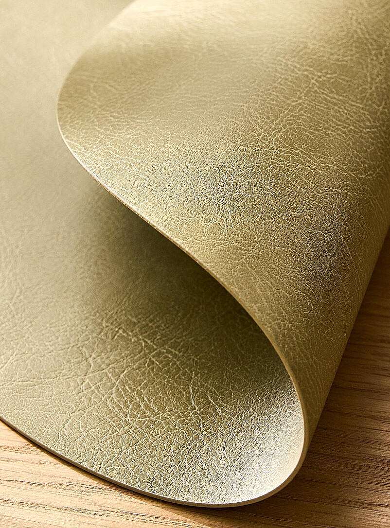 Simons Maison Taupe Round faux-leather placemat