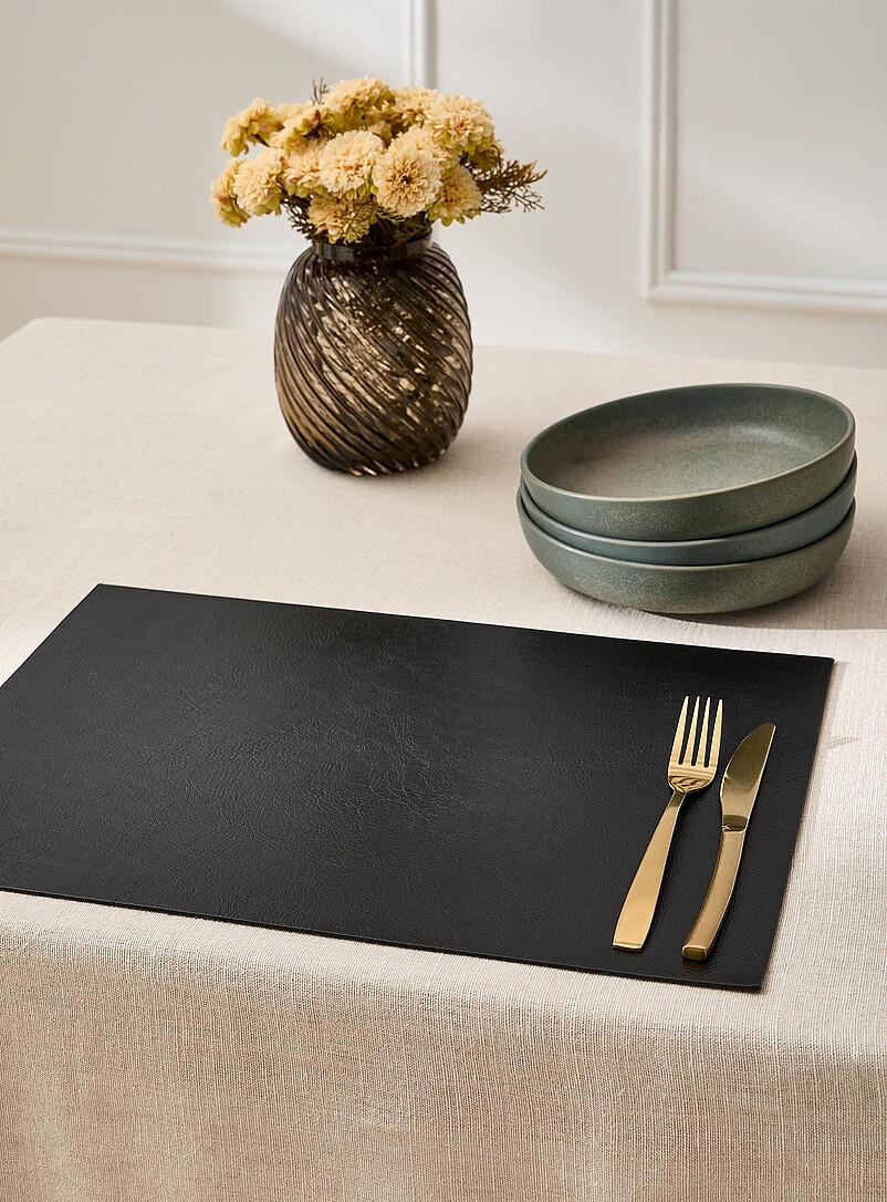 Rectangular faux-leather placemat product image (primary)