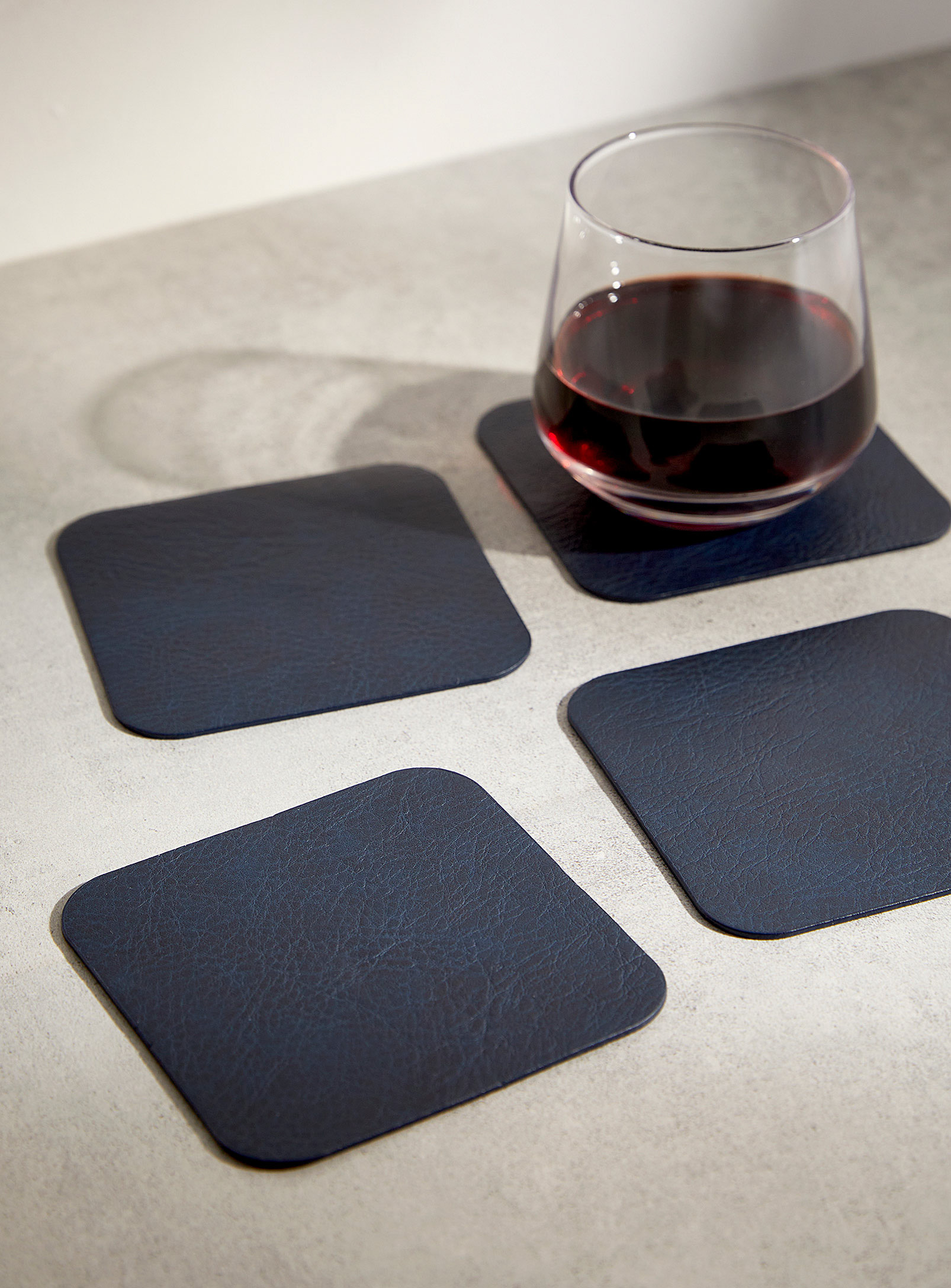 Simons Maison Square Faux-leather Coasters Set Of 4 In Multi