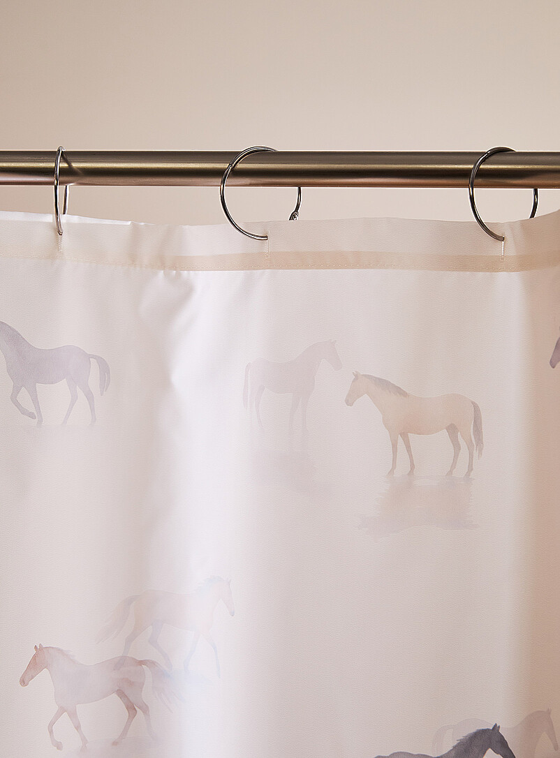 Simons Maison: Le rideau de douche chevaux &Eacute;cru &agrave; motifs