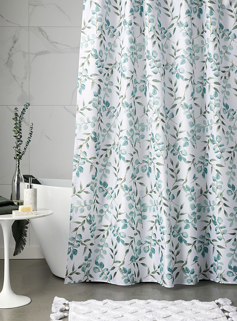 Simons Maison: Le rideau de douche polyester recyclé eucalyptus Vert à motifs