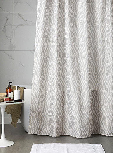 Chevron Leaves Shower Curtain Simons, Shower Curtain Fabric