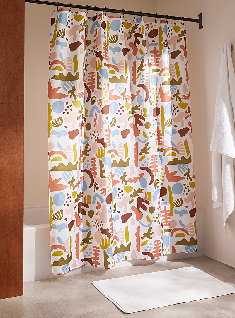 Abstract shapes recycled polyester shower curtain