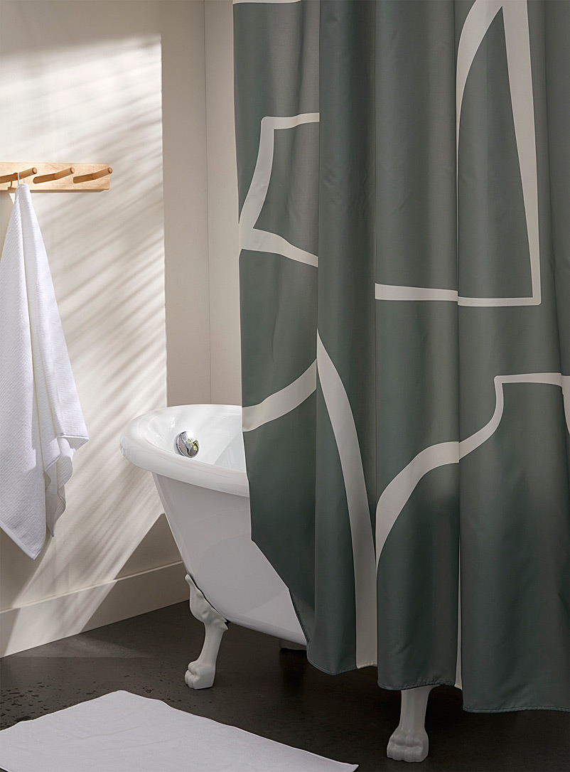 Simons Maison: Le rideau de douche polyester recyclé courbes contrastantes Assorti