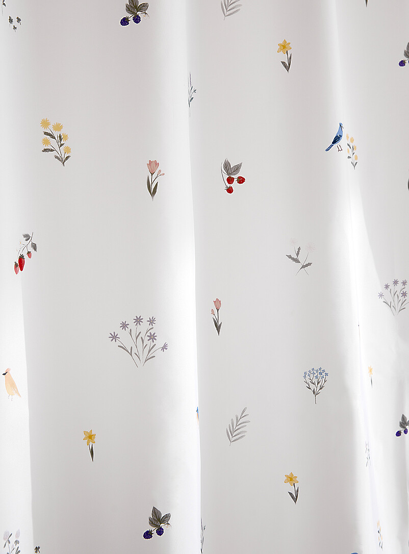 Simons Maison: Le rideau de douche jardin d'&eacute;t&eacute; Blanc &agrave; motifs