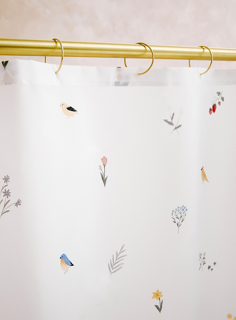 Simons Maison Patterned White Summer garden shower curtain