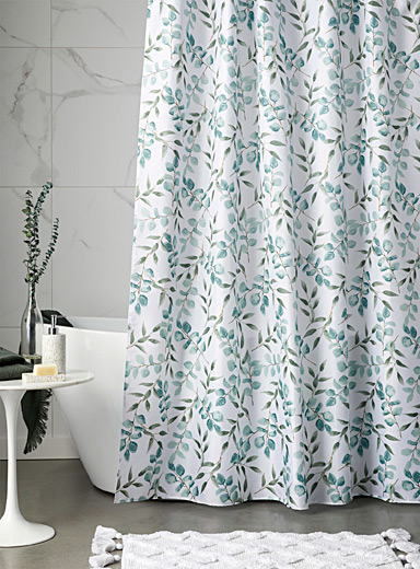 Eucalyptus Shower Curtain Simons, Teal Grey White Shower Curtains