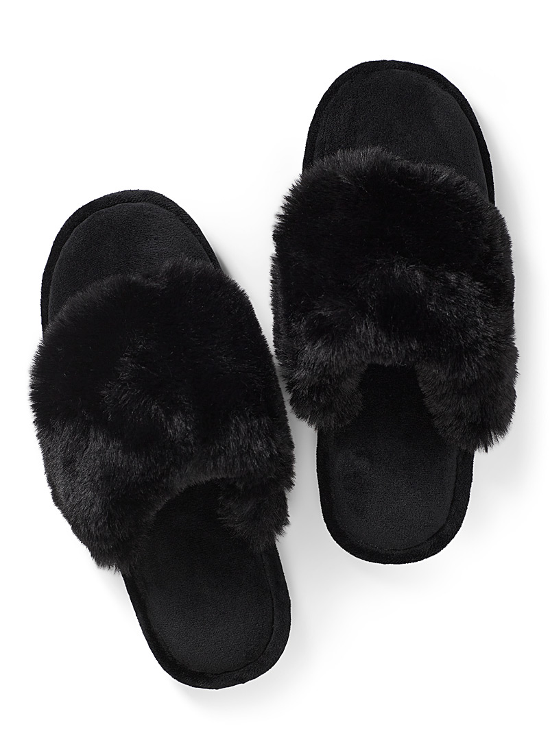 womens black mule slippers