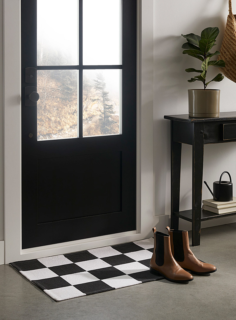 Simons Maison: Le tapis damier noir et ivoire 60 x 90 cm Blanc et noir