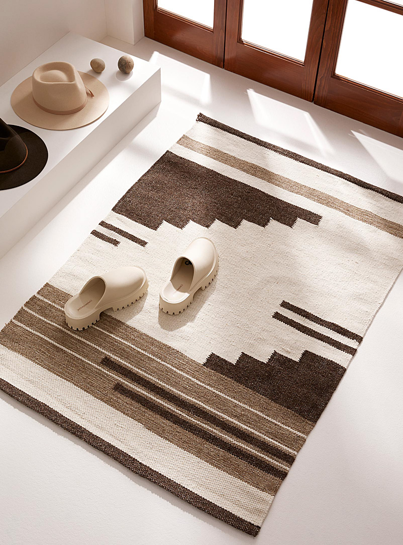 Simons Maison Assorted Chocolate geometry wool rug 90 x 130 cm