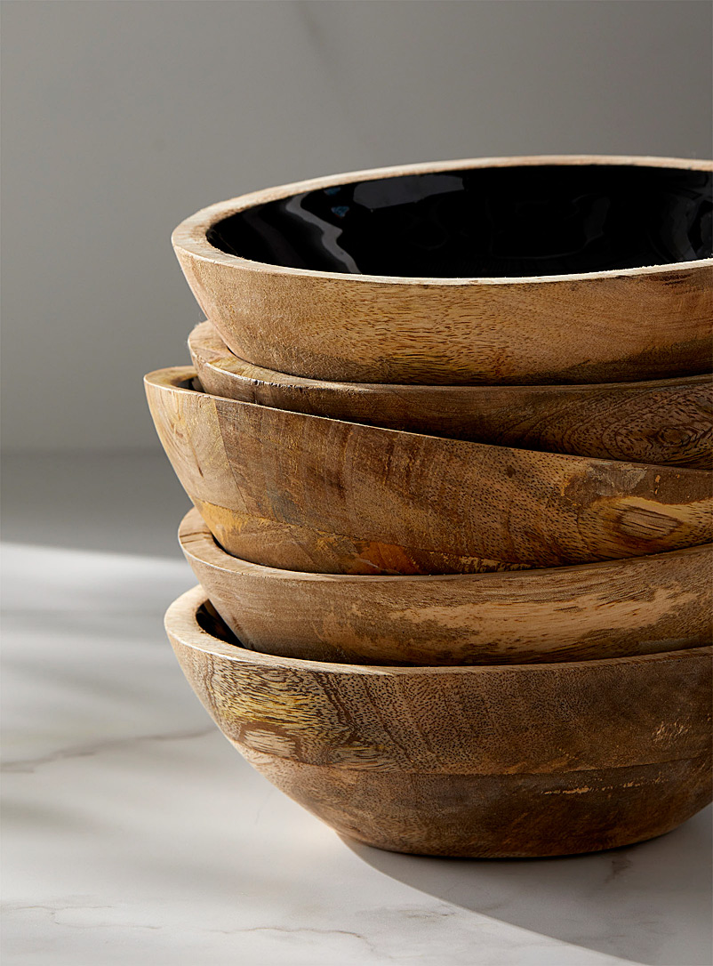 Simons Maison Black Enamelled wood bowl