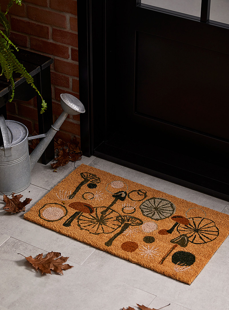 Simons Maison: Le paillasson champignons dessinés 40 x 70 cm Brun à motifs