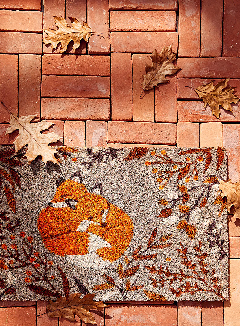 Simons Maison Patterned Brown Cuddly foxes doormat 40 x 70 cm