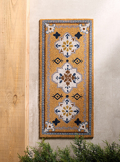 Simons Maison: Le paillasson richesse persane 45 x 100 cm Bleu &agrave; motifs