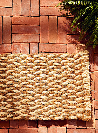Embossed Lines Woven Coconut Fiber Doormat - Entryways