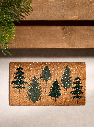 Simons Maison: Le paillasson sapins et flocons 40 x 70 cm Vert &agrave; motifs