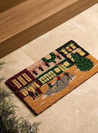 Simons Maison Patterned Brown C&ocirc;te de la Fabrique at Christmas doormat 40 x 70 cm <b>Christmas Collection</b>