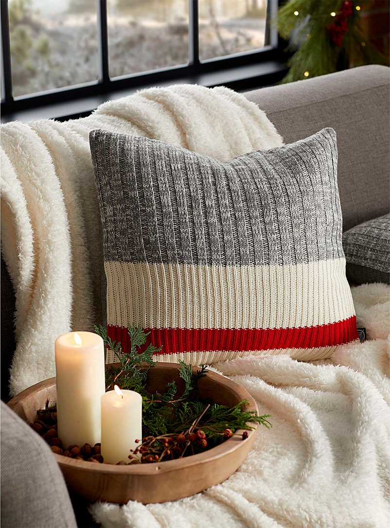 Simons Maison Red Wool-sock stripe cushion 45 x 45 cm