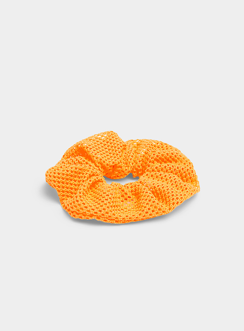 Simons Medium Orange Mesh scrunchie for women