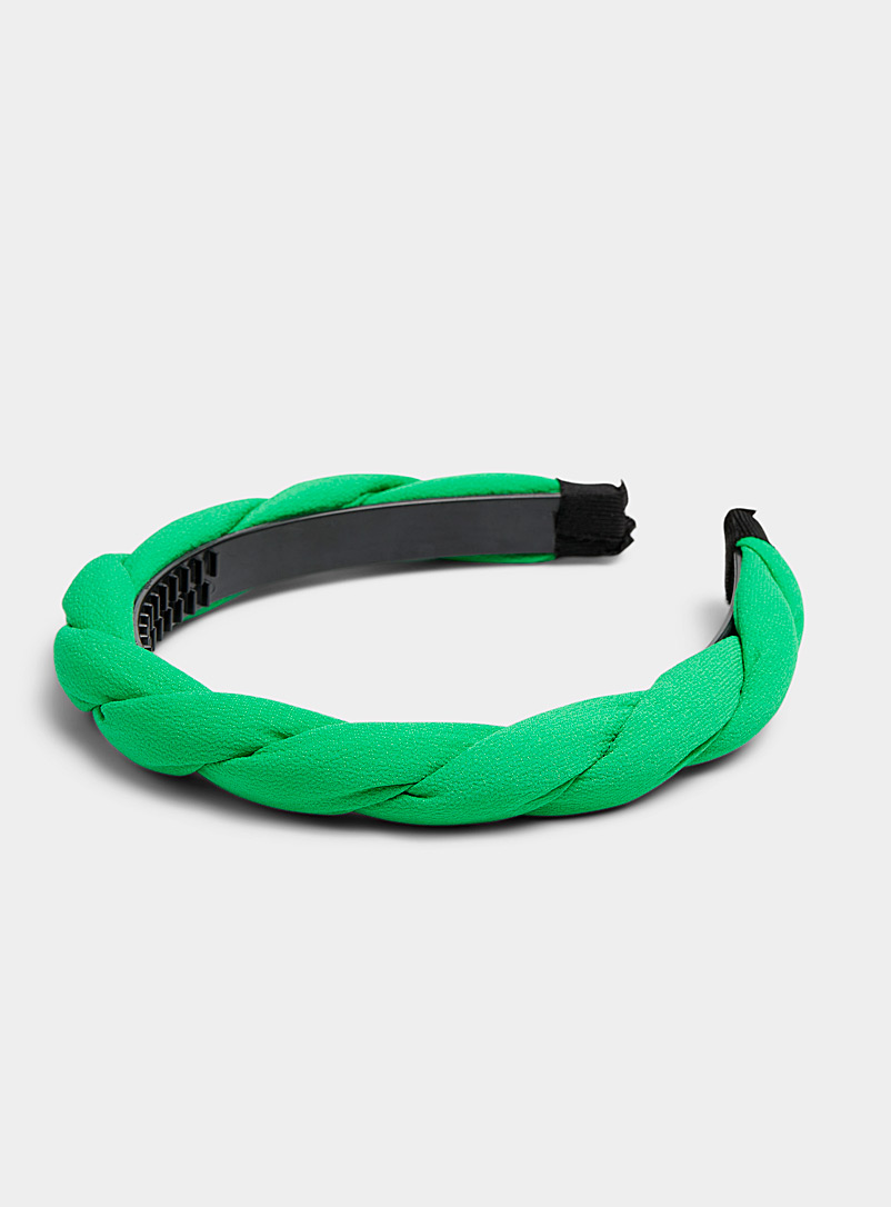 Simons Kelly Green Braided neon headband for women