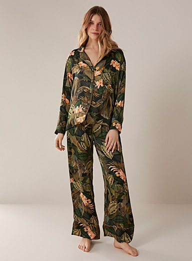 STJDM Nightgown,Spring Soild Black Pajama Sets for Women Autumn Fashion  Soft Satin Sleepwear Cotton Home Silk Nightwear XL 3