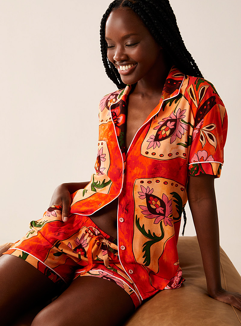 Maaji: L'ensemble pyjama fleurs vivifiantes Orange pour femme