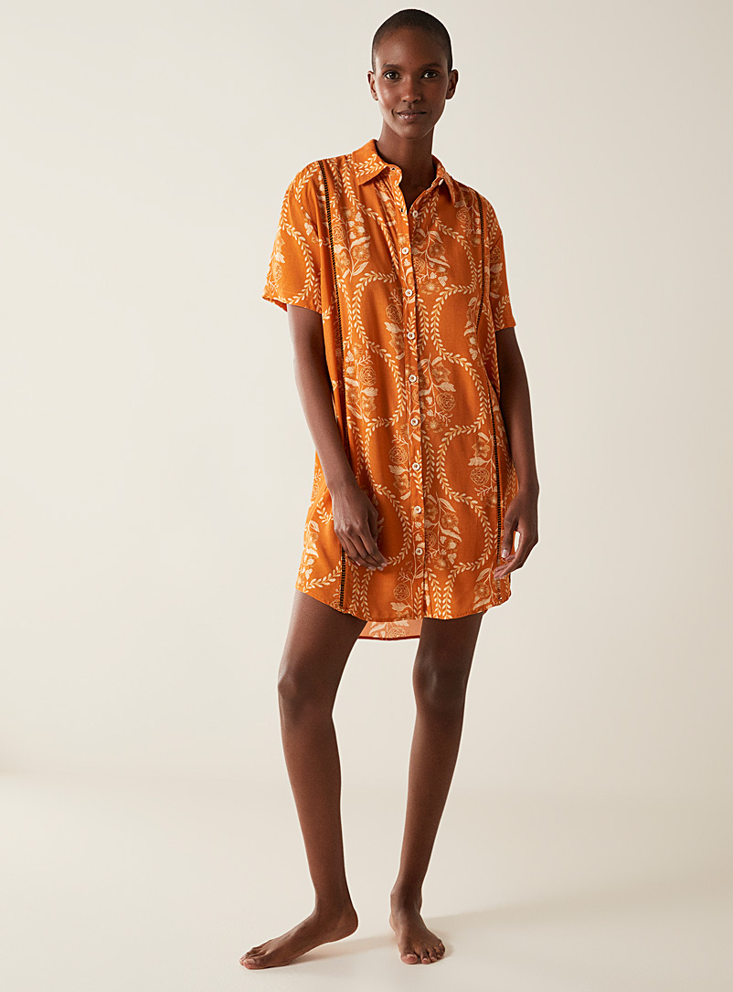 Maaji: La chemise de nuit fleurs et vignes Orange pour femme