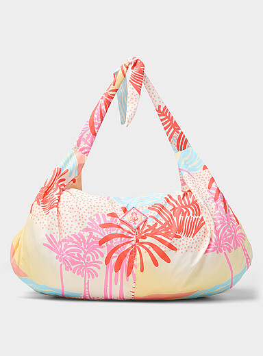Beach print packable tote