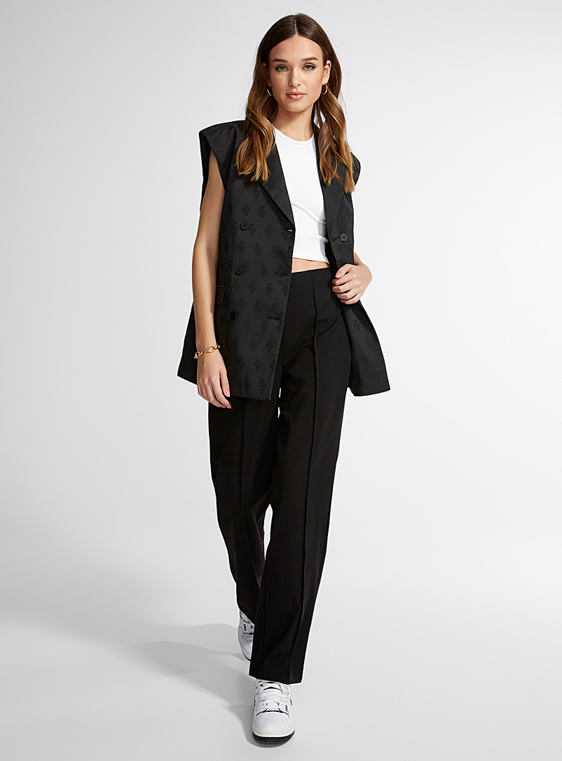 Minimum: Le pantalon droit coutures reliefs Noir pour femme