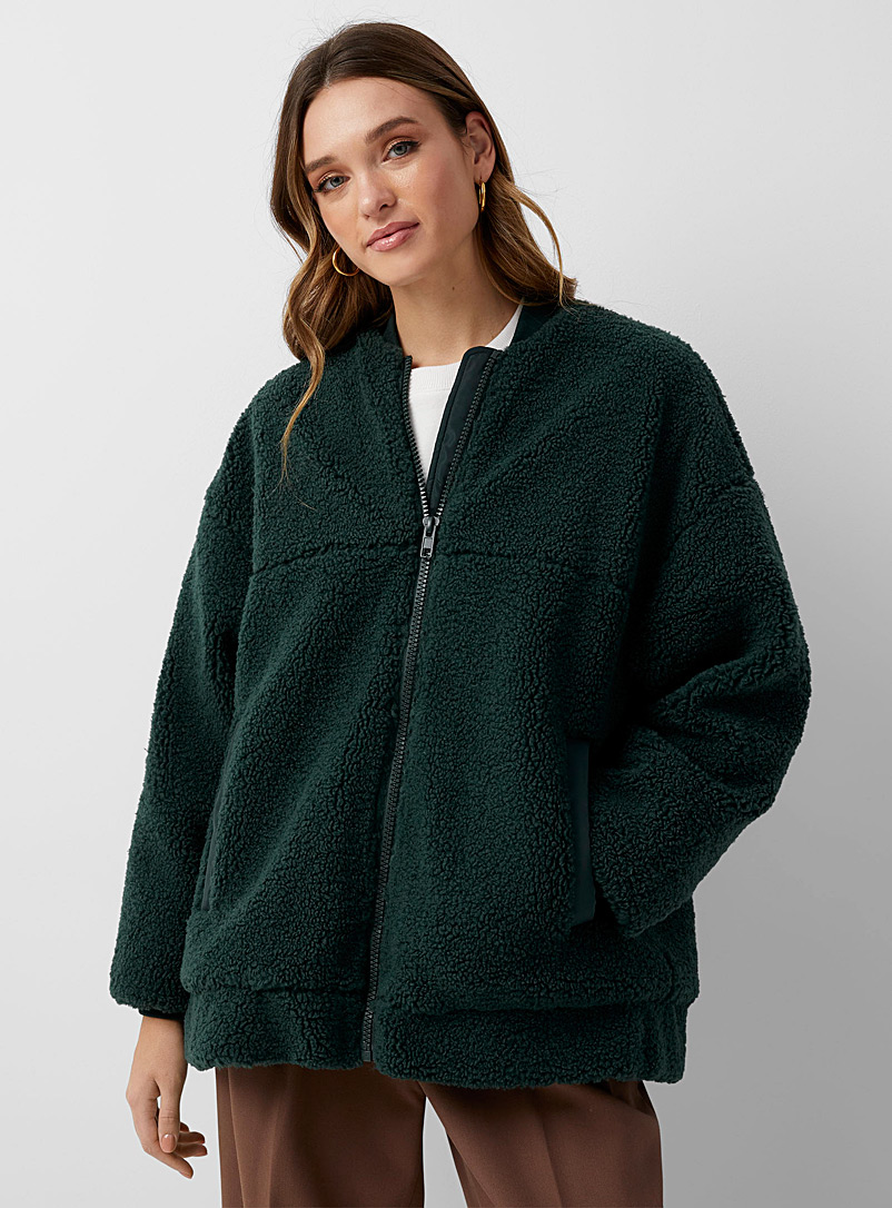 Minimum Green Sherpa loose-fit jacket for women