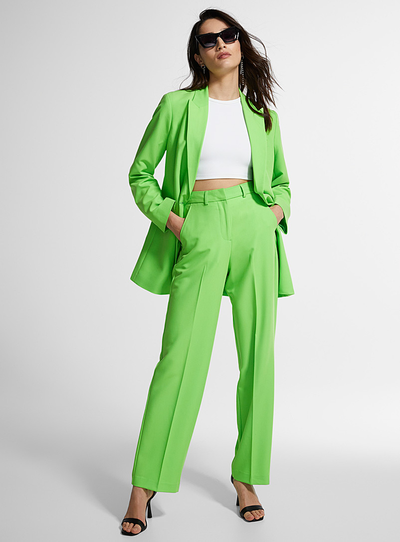 JJXX Lime Green Straight-leg supple coloured pant for women