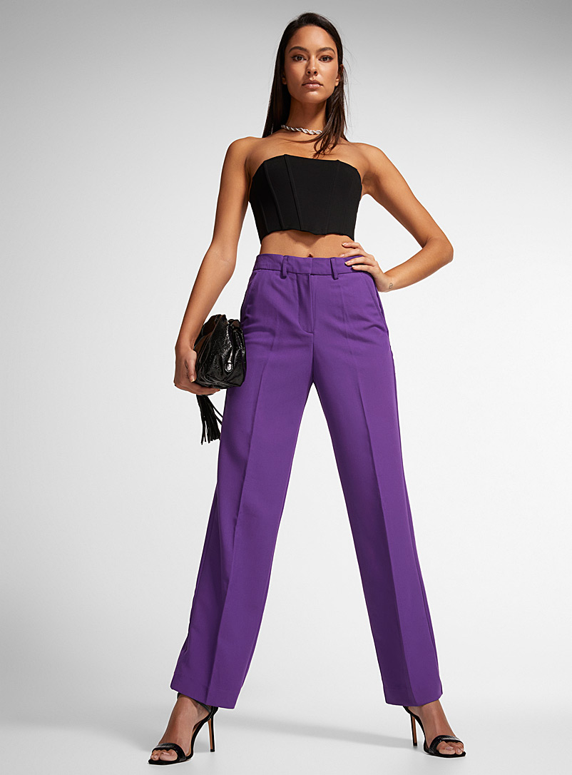 Pantalon droit taille ajustable Liberto violet foncé fille