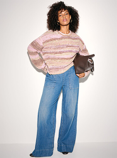 Simone textured-knit colourful sweater