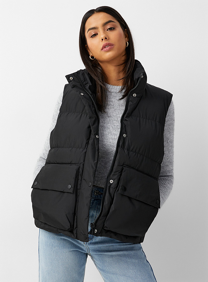 JJXX Black Large patch pocket quilted jacket for women