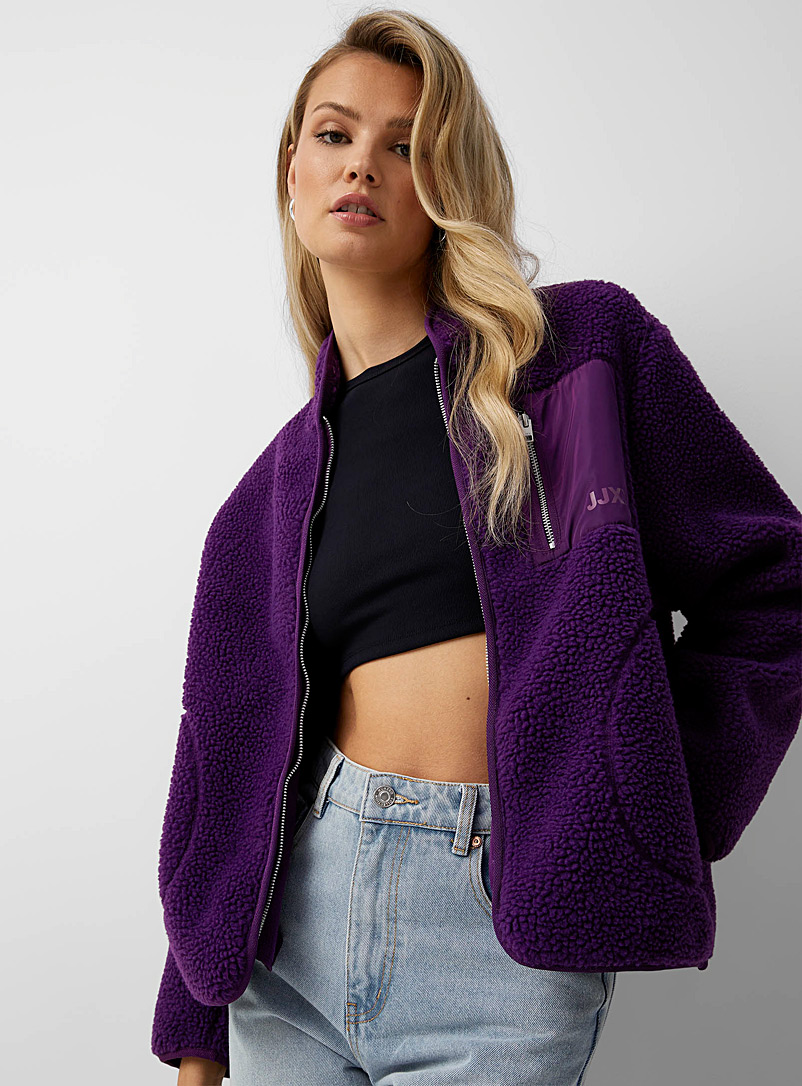 JJXX Crimson Violet sherpa fleece jacket for women